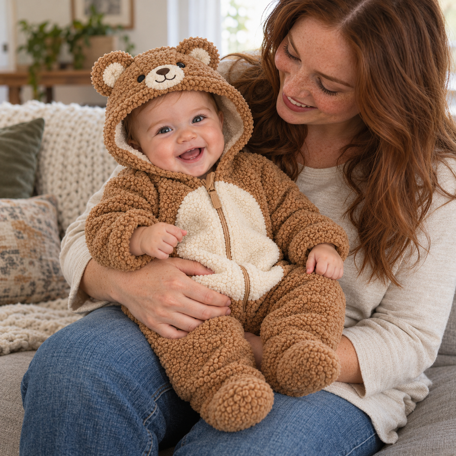 AI-generated MIMORI bear family lifestyle scene